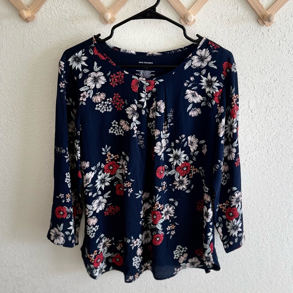 Van Heusen Navy Floral Blouse